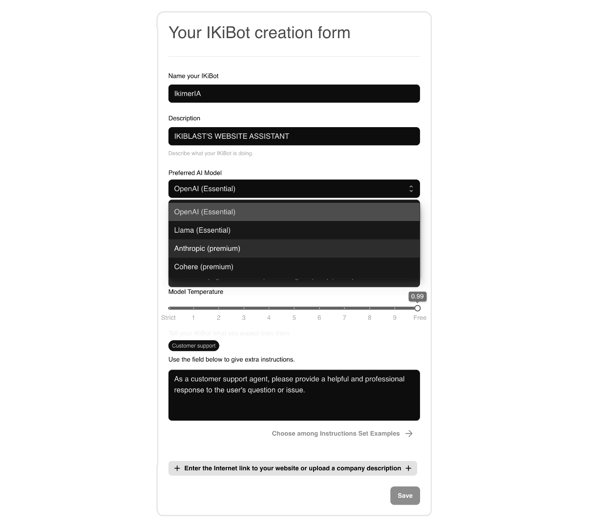 IKiBots creation modes