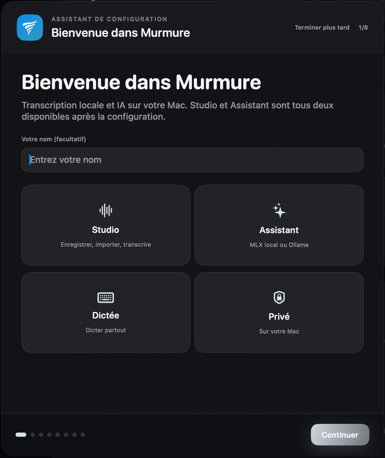 Assistant de configuration et modèle local