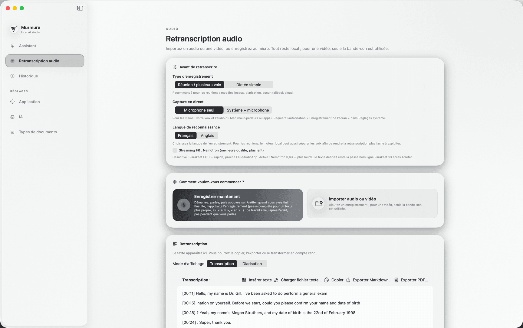 Capture et transcription