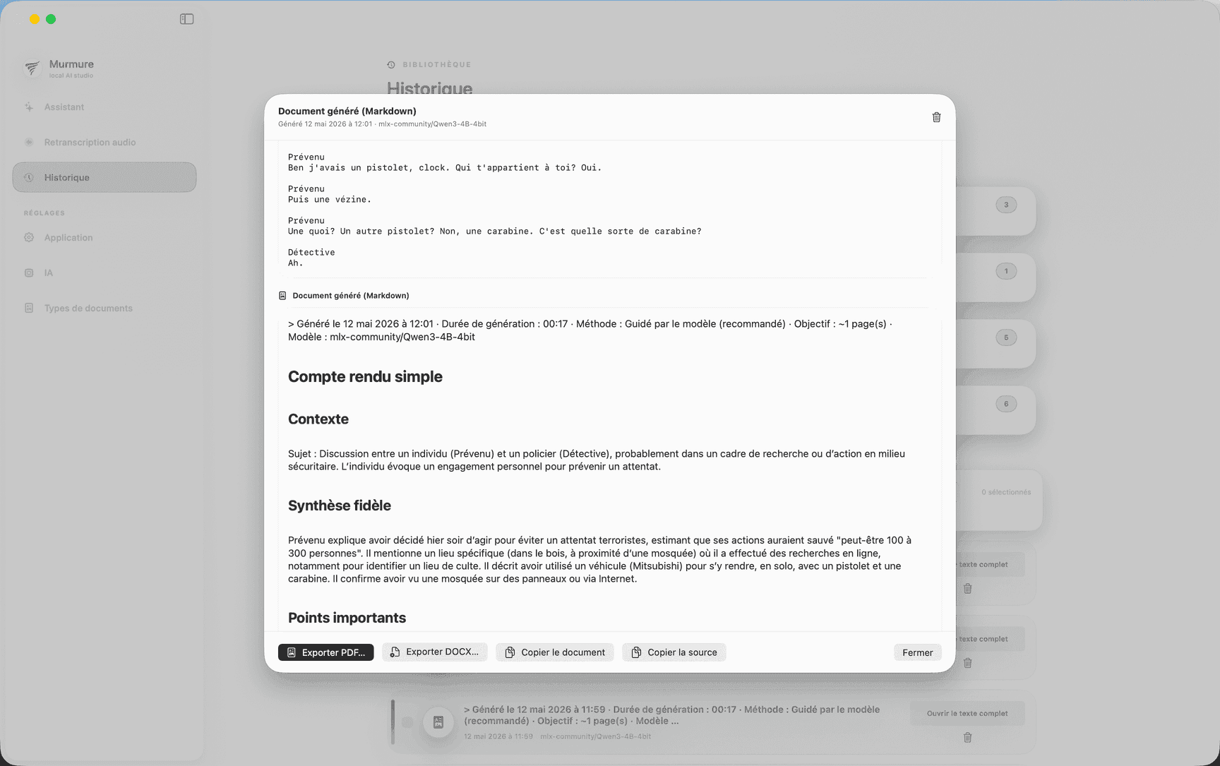Formats d'export